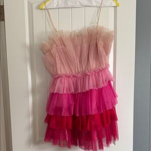 Storia Pink Layered Mini Dress